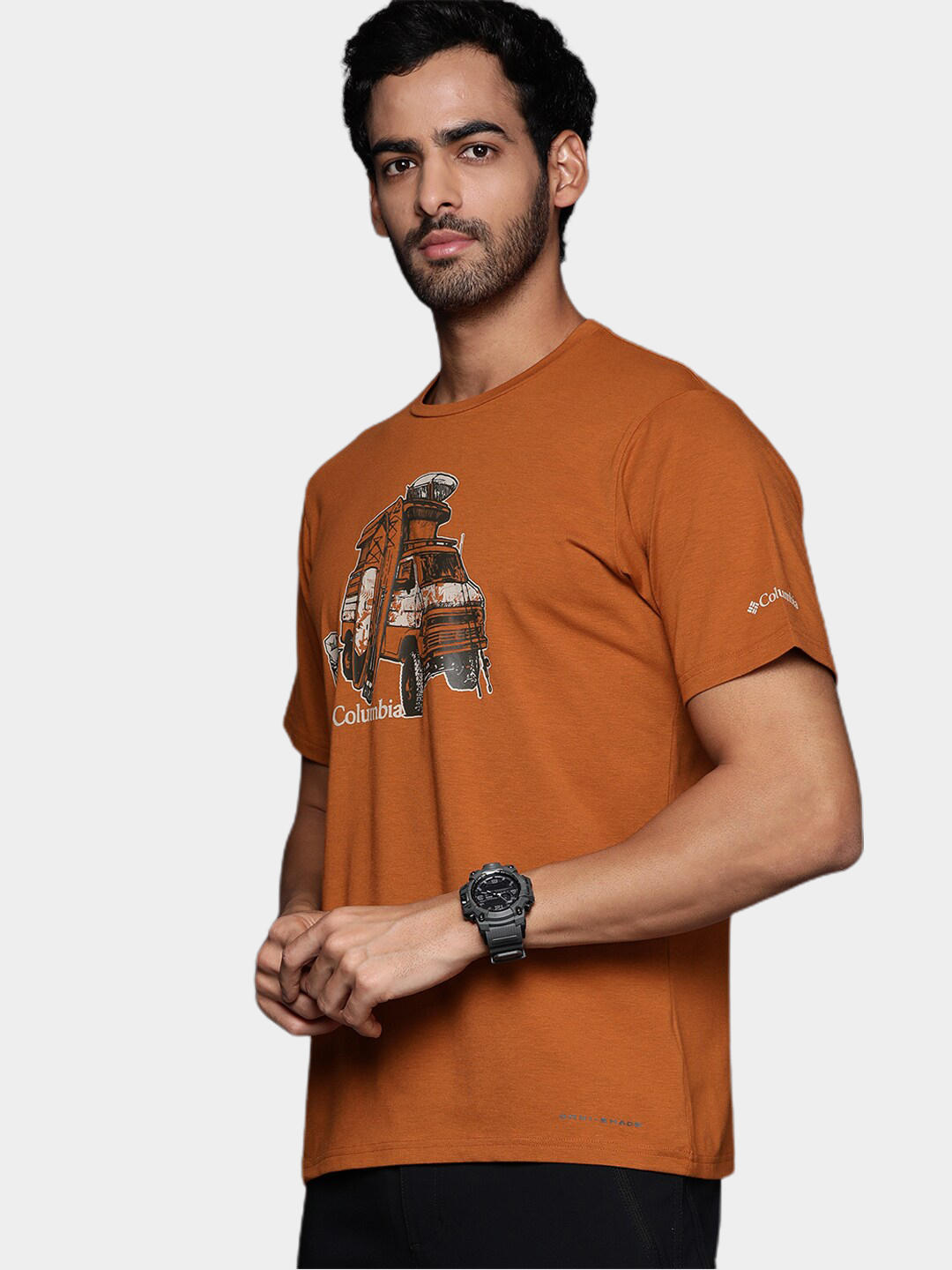 Columbia Men Orange S Sun Trek Short Sleeve Graphic T-Shirt