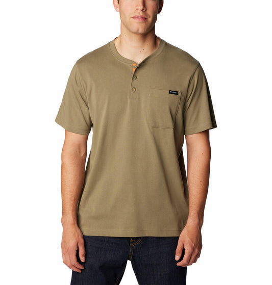 Columbia Men Green Landroamer Short Sleeve Henley T-Shirt