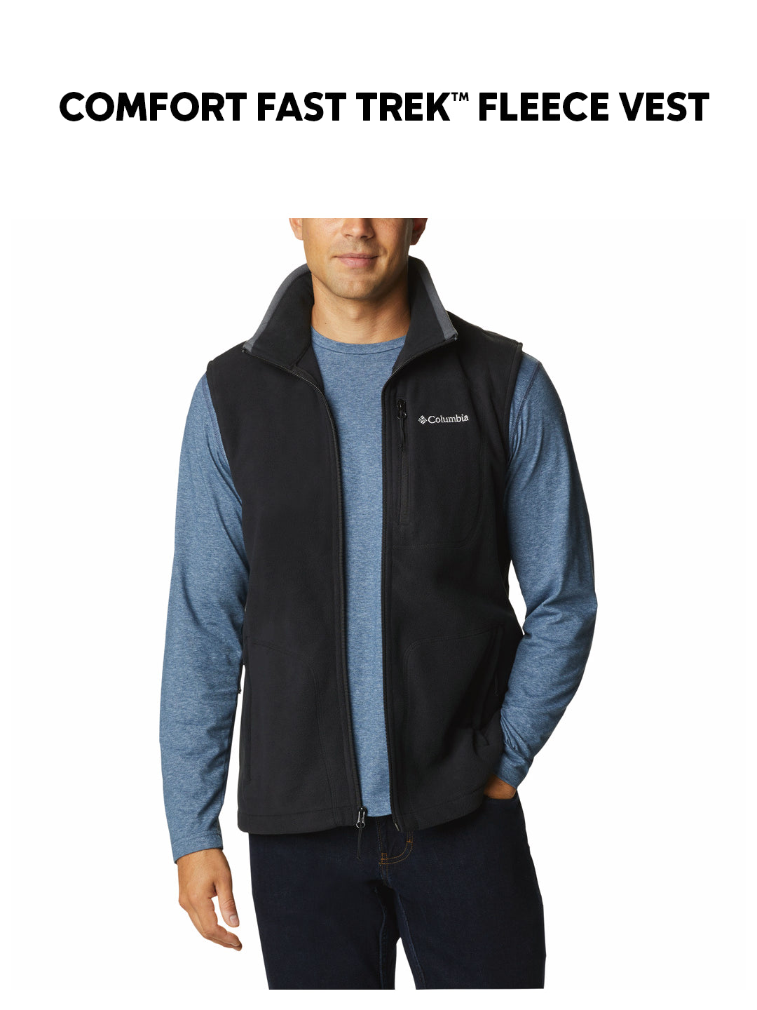 Columbia Men Black Fast Trek Fleece Vest