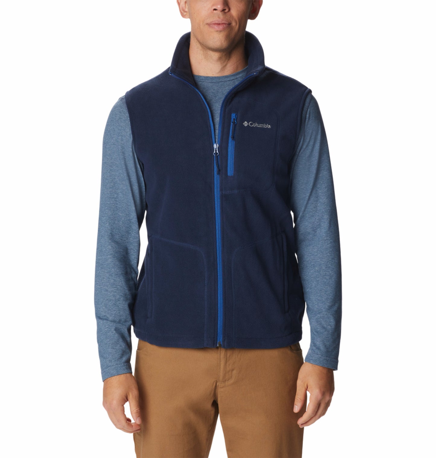 Columbia Men Navy Blue Fast Trek Fleece Vest