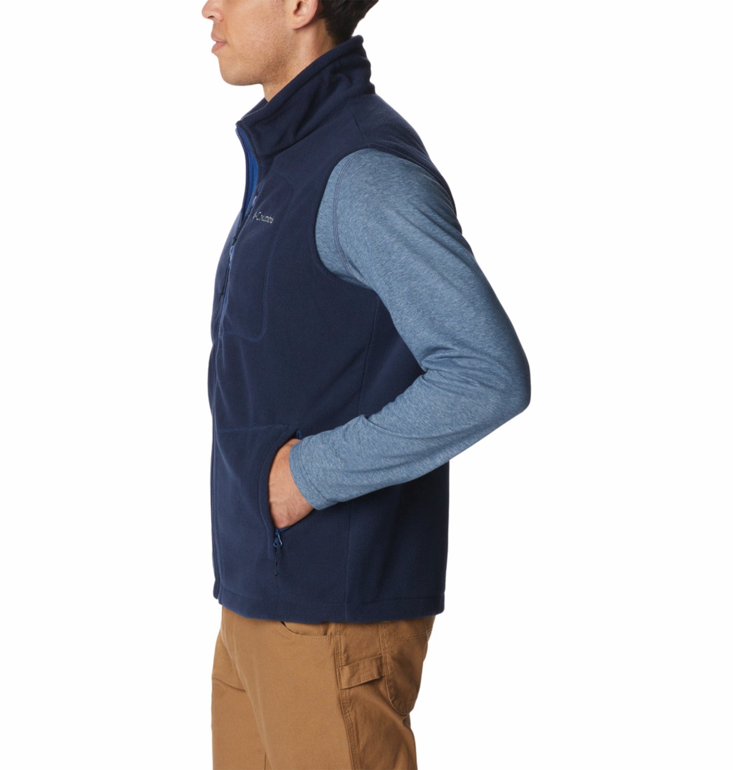 Columbia Men Navy Blue Fast Trek Fleece Vest