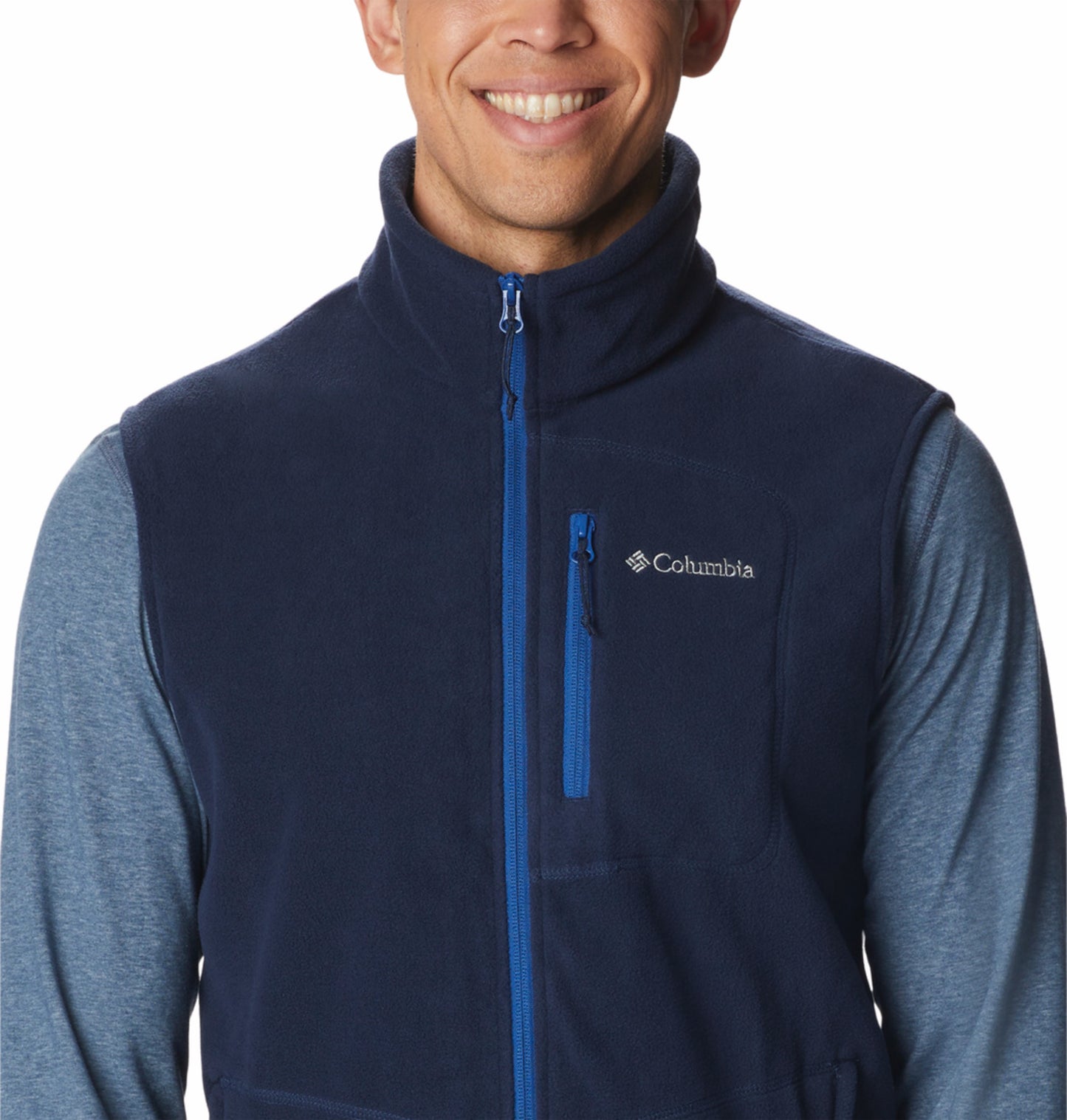 Columbia Men Navy Blue Fast Trek Fleece Vest