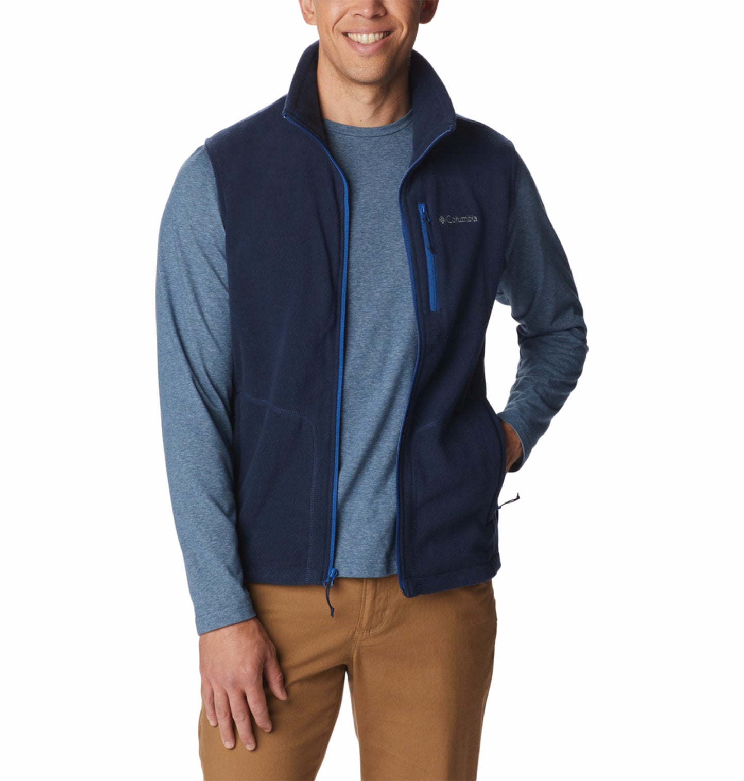 Columbia Men Navy Blue Fast Trek Fleece Vest