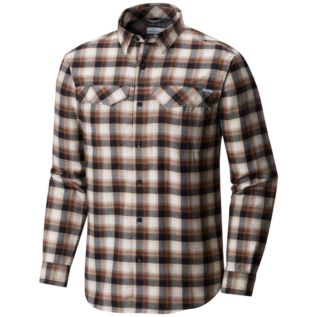 Columbia Men Black Silver Ridge  Flannel Long Sleeve Shirt