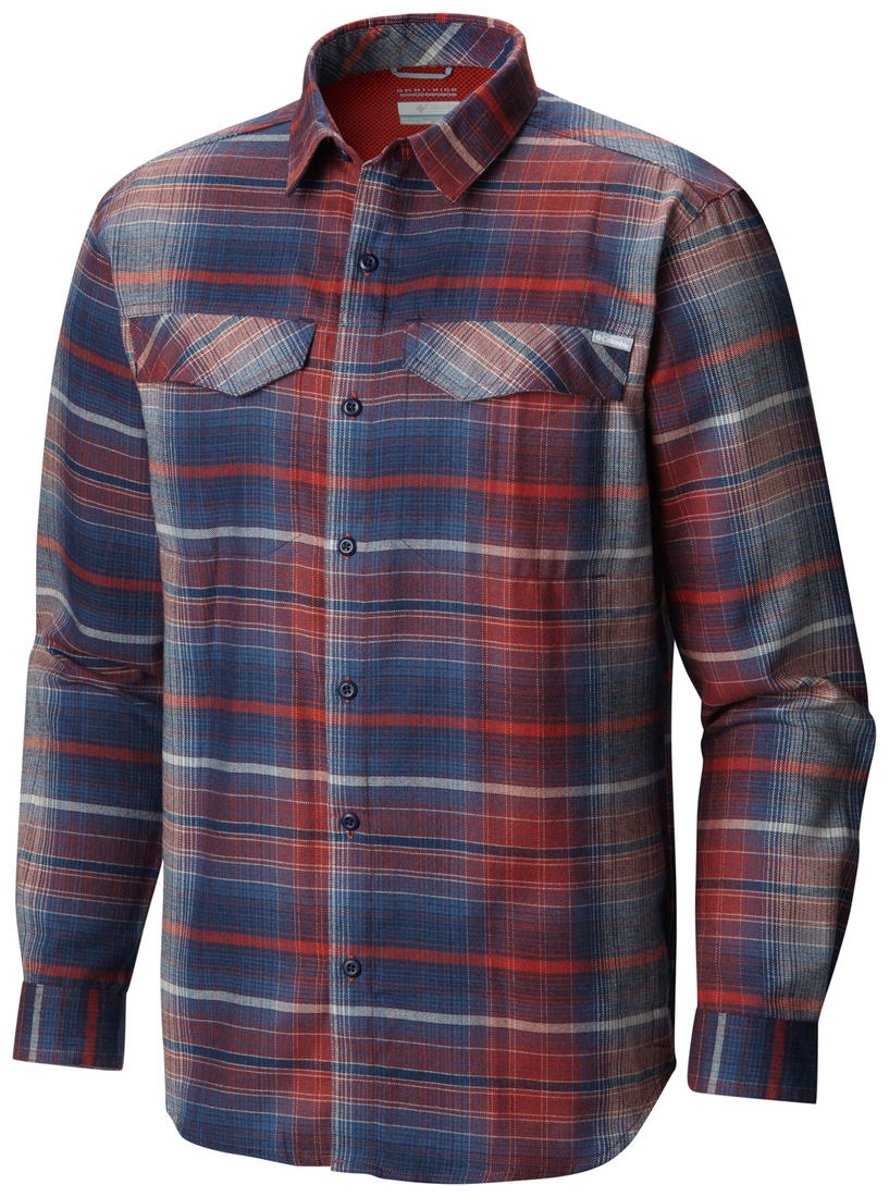 Columbia Men Orange Silver Ridge  Flannel Long Sleeve Shirt