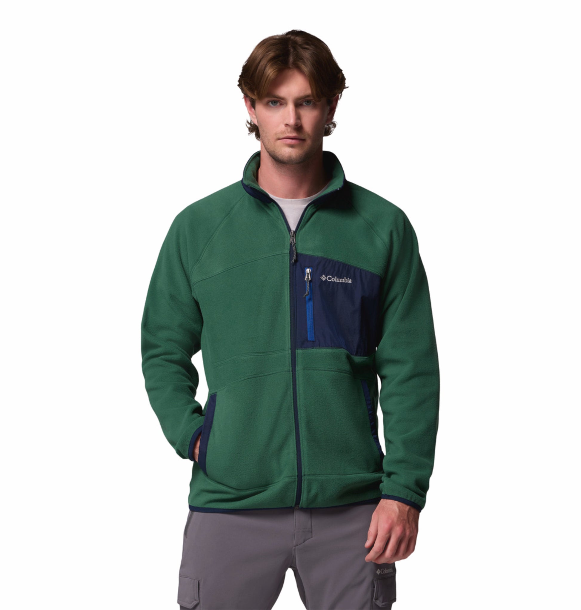 Columbia Men Green Fast Trek Overlay Fleece Jacket – Adventuras India