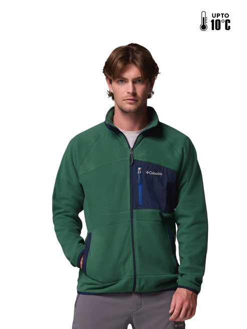 Columbia Men Green Fast Trek Overlay Fleece Jacket