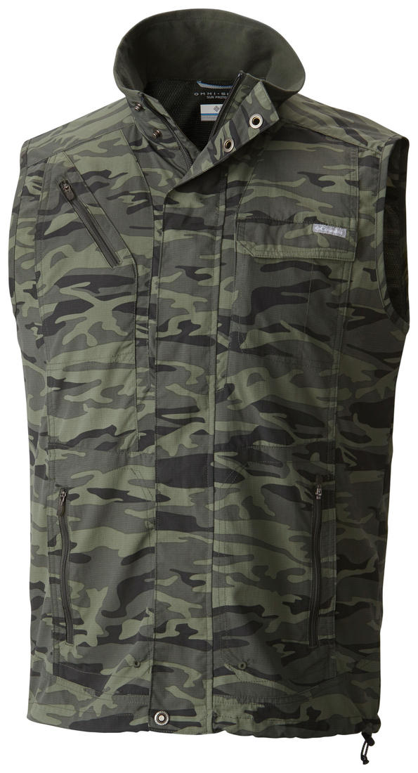 Columbia Men Green Silver Ridge  Printed Vest
