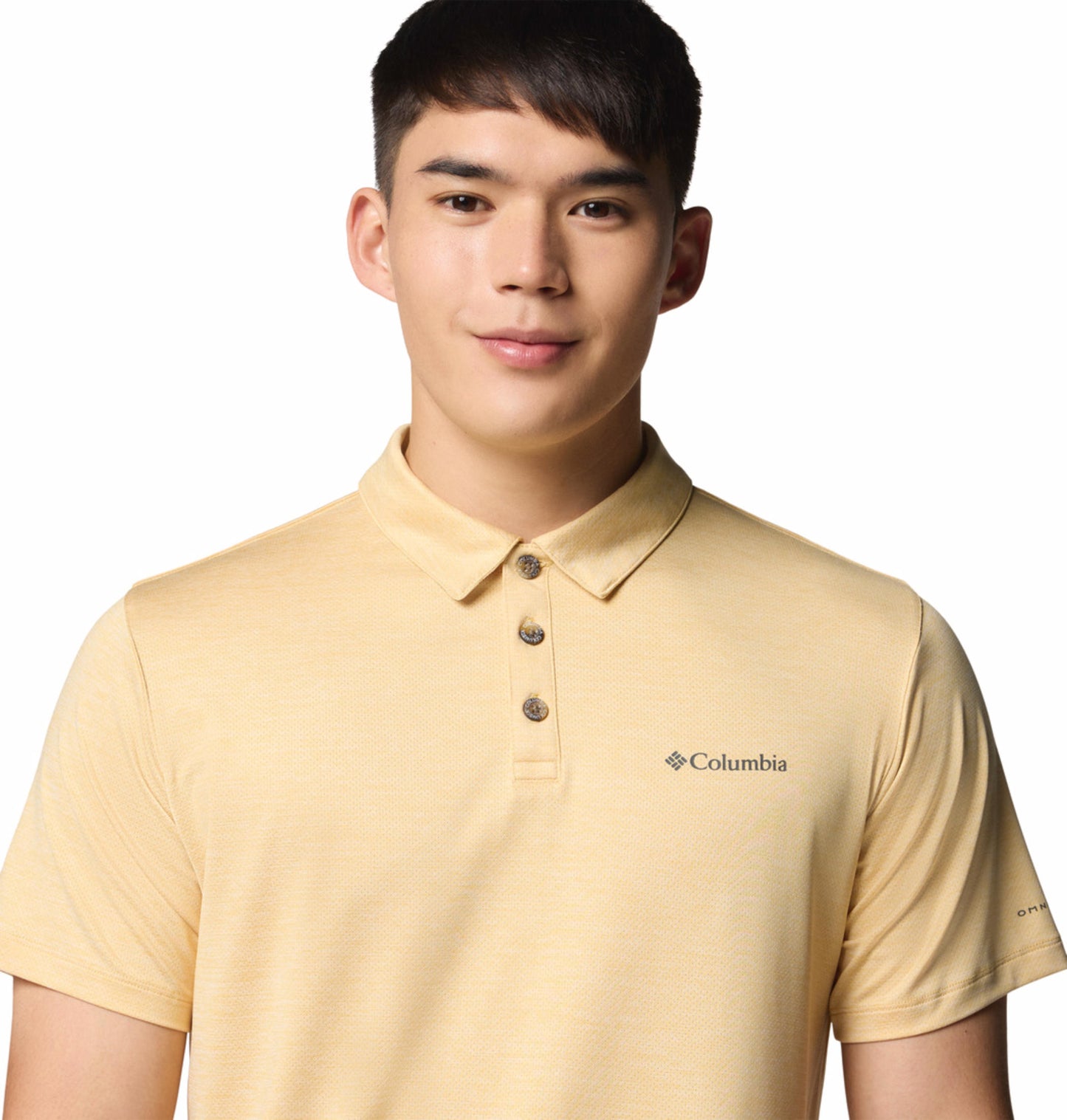 Columbia Mens Yellow Omni-Shade Tech Trail Utility Polo Tshirt
