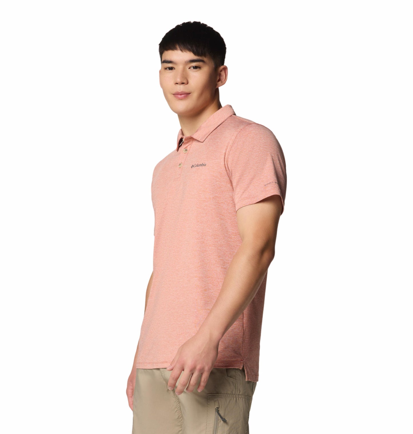 Columbia Mens Pink Omni-Shade Tech Trail Utility Polo Tshirt