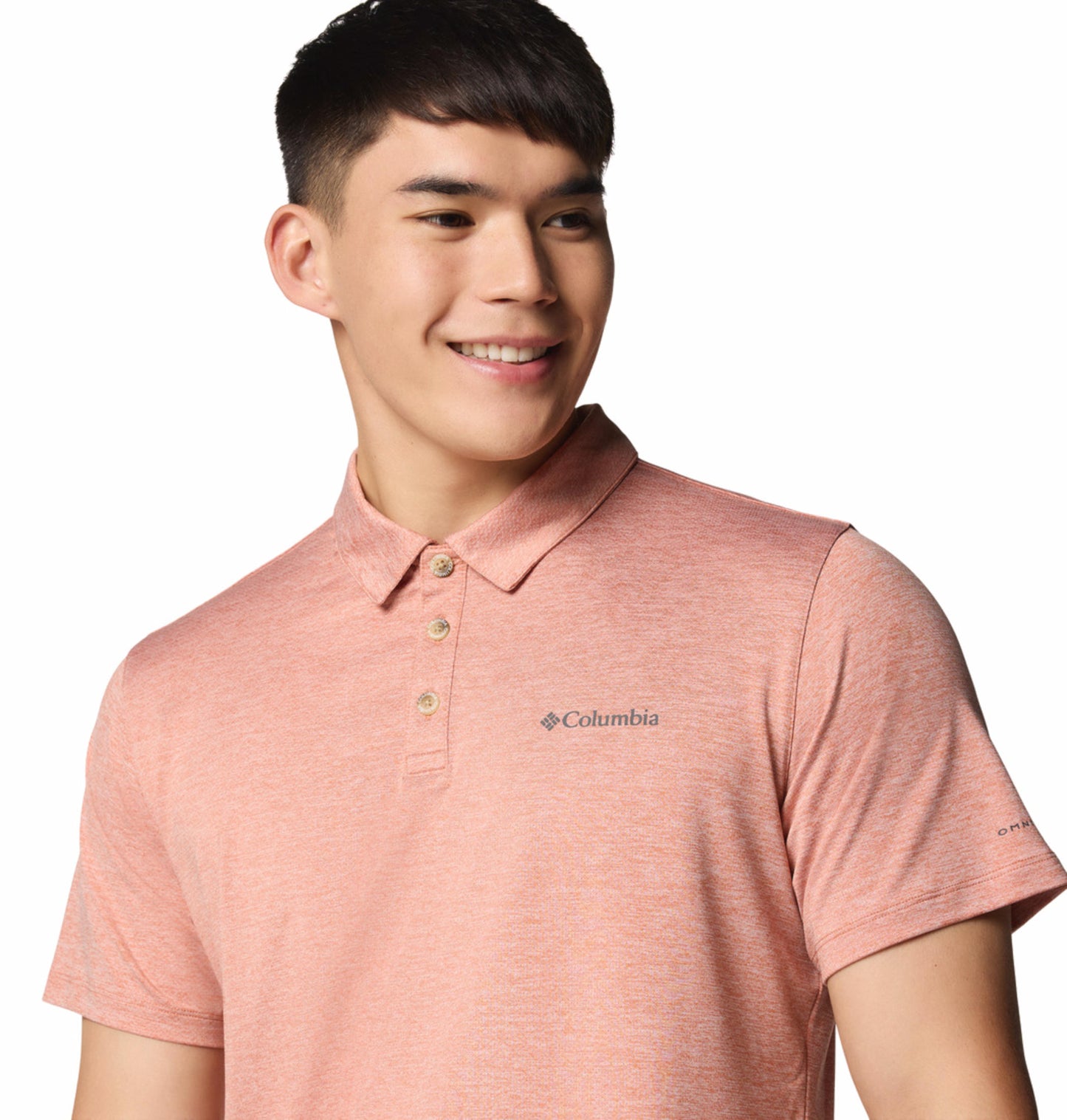 Columbia Mens Pink Omni-Shade Tech Trail Utility Polo Tshirt