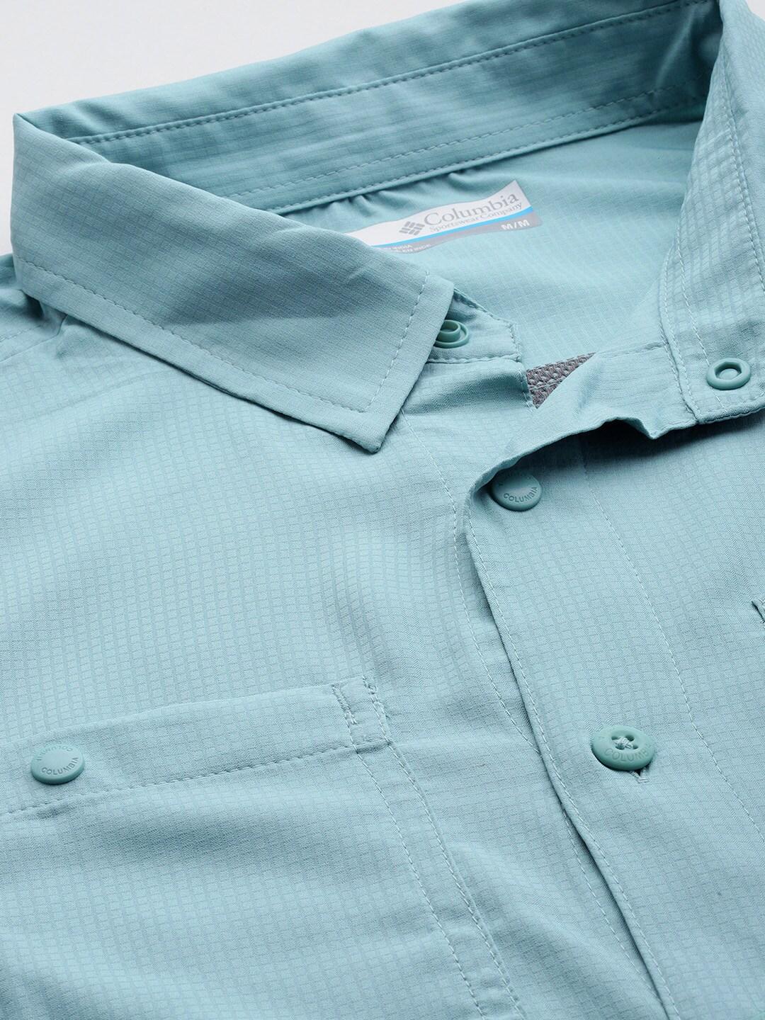 Columbia Men Blue Silver Ridge Utility Lite Short Sleeve Shirt