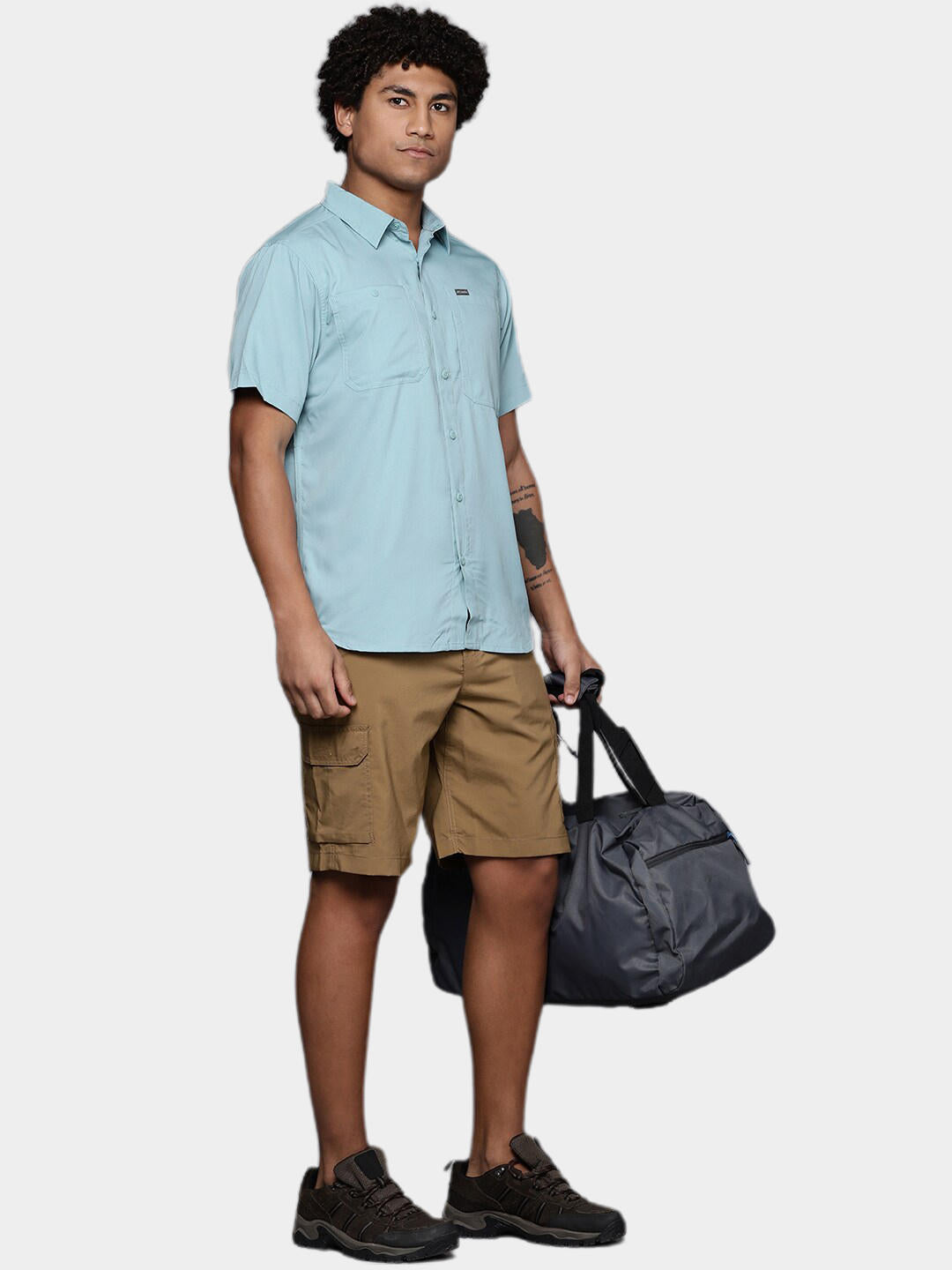 Columbia Men Blue Silver Ridge Utility Lite Short Sleeve Shirt