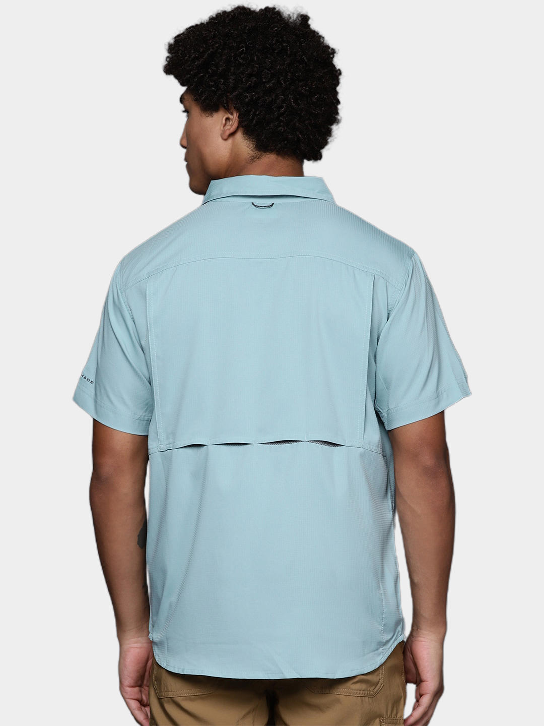 Columbia Men Blue Silver Ridge Utility Lite Short Sleeve Shirt