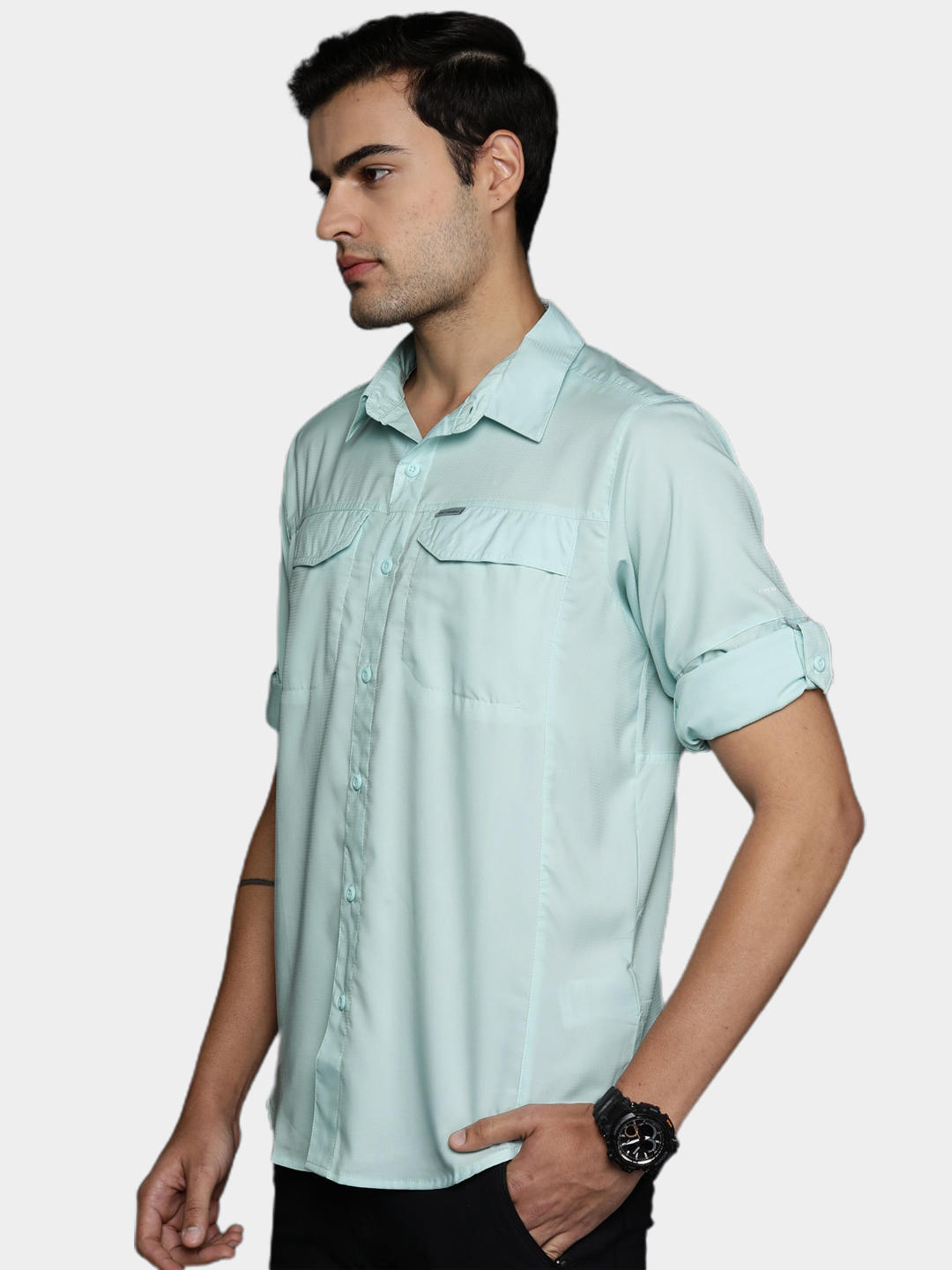 Columbia Men Blue Silver Ridge Lite Long Sleeve Shirt