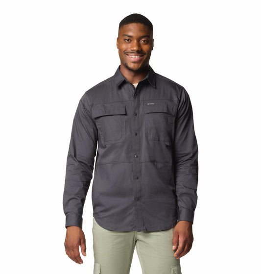 Columbia Mens Grey Landroamer Twill Long Sleeve Shirt