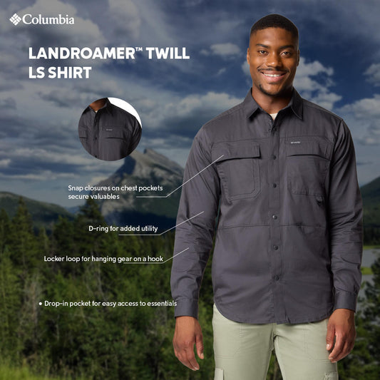 Columbia Mens Grey Landroamer Twill Long Sleeve Shirt