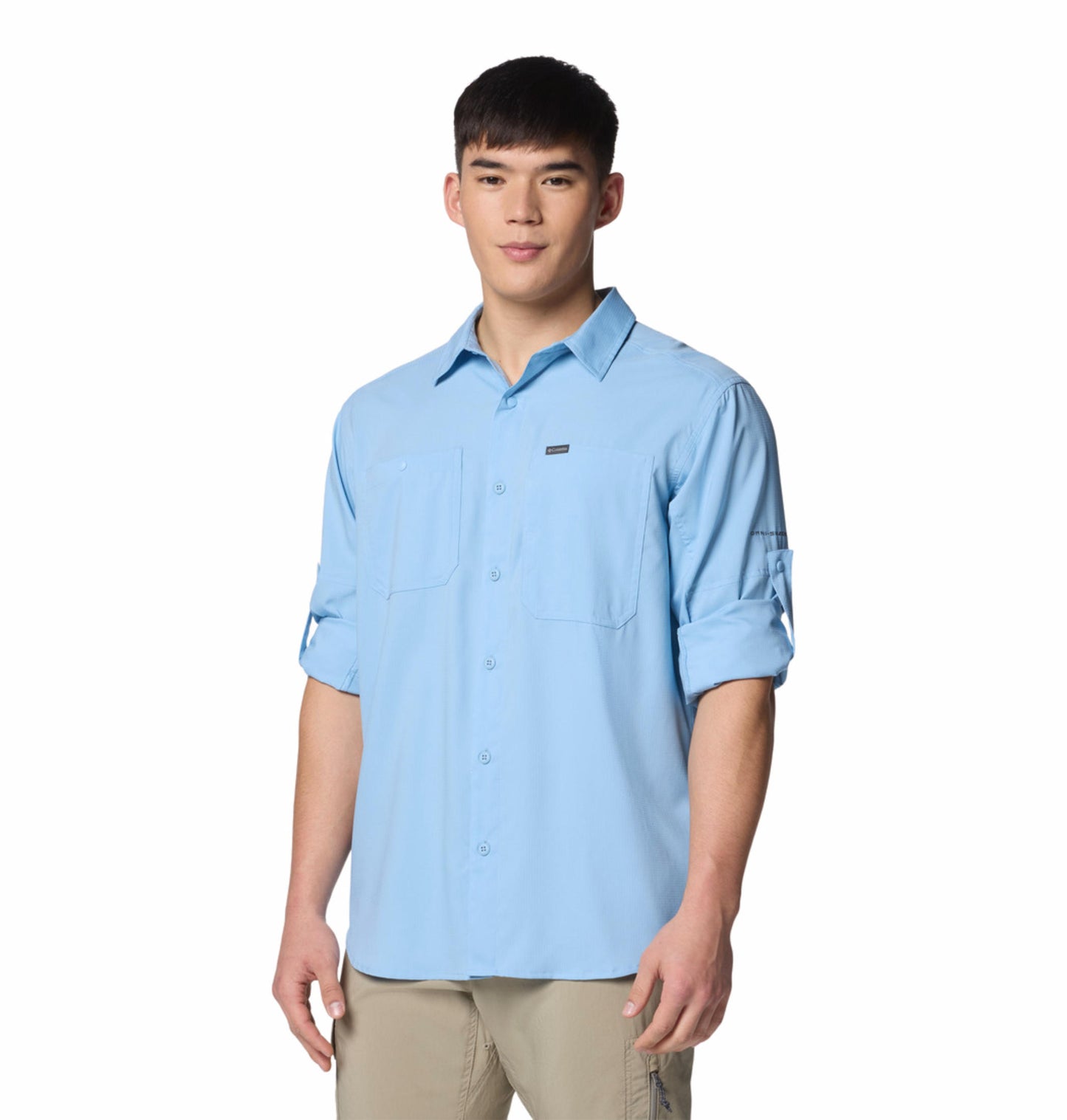 Columbia Mens Blue Omni-Shade Silver Ridge Utility Lite Long Sleeve Shirt