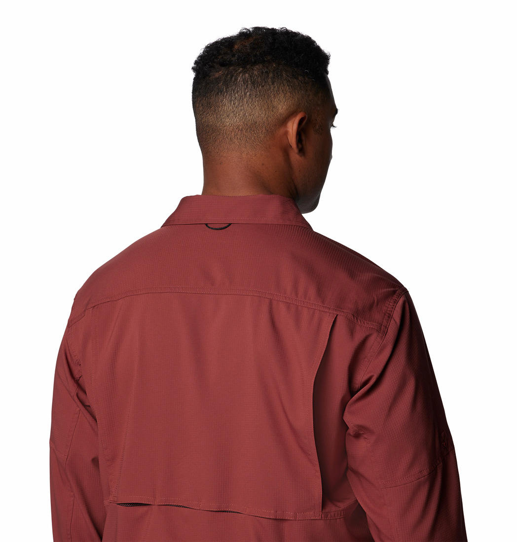 Columbia Mens Red Silver Ridge Utility Lite Long Sleeve Shirt