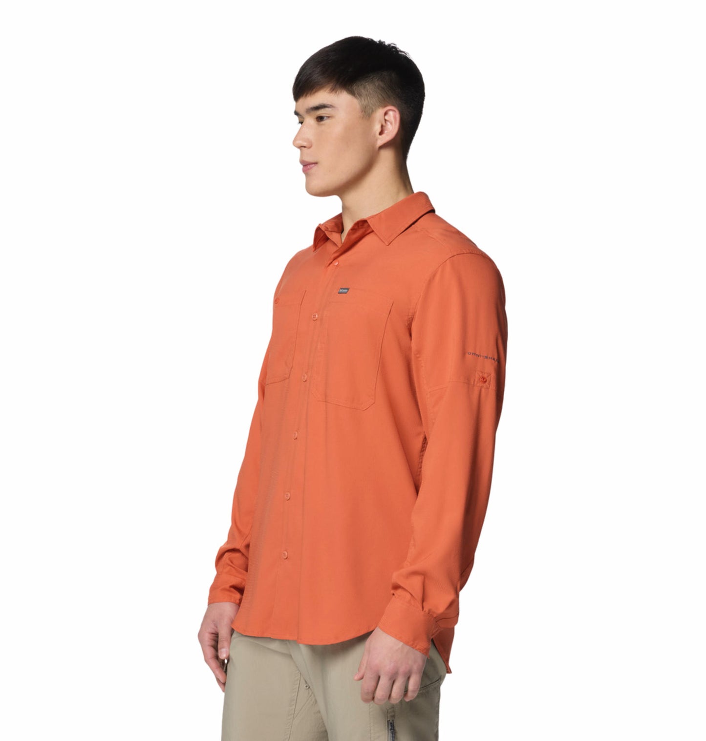 Columbia Mens Orange Omni-Shade Silver Ridge Utility Lite Long Sleeve Shirt