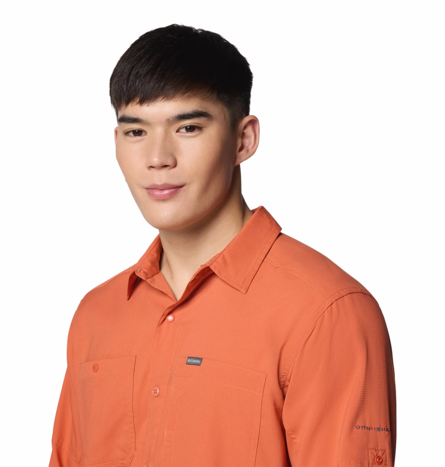 Columbia Mens Orange Omni-Shade Silver Ridge Utility Lite Long Sleeve Shirt