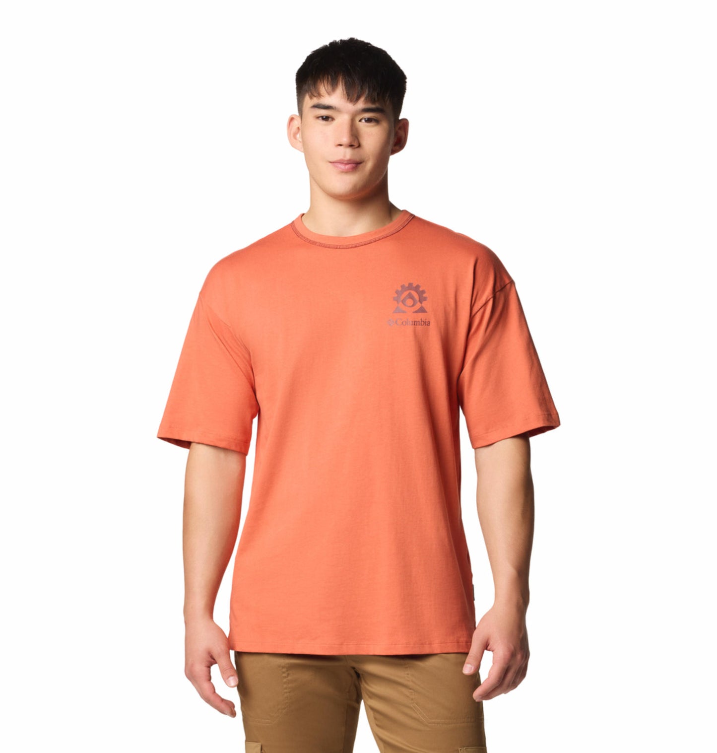 Columbia Mens Orange Landroamer Short Sleeve Crew Tshirt