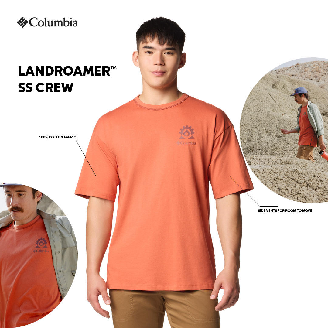 Columbia Mens Orange Landroamer Short Sleeve Crew Tshirt