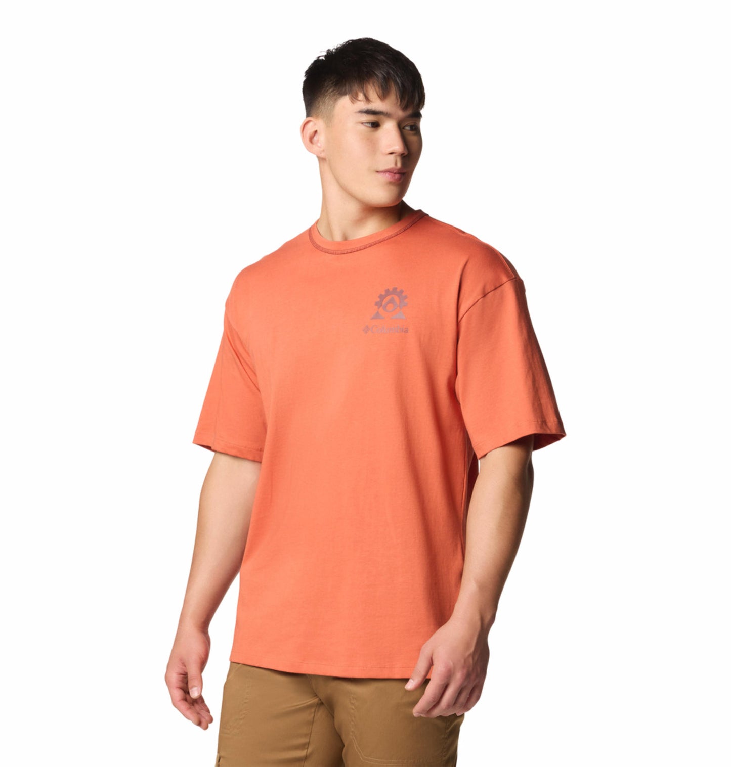Columbia Mens Orange Landroamer Short Sleeve Crew Tshirt