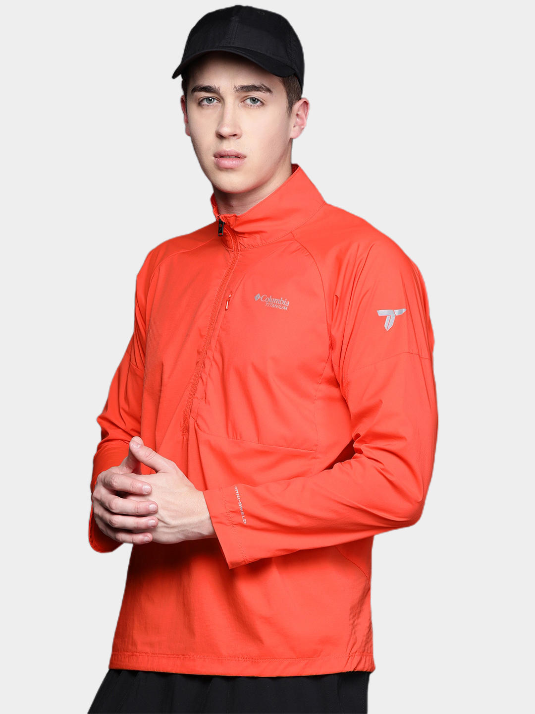 Columbia Men Orange M Titan Pass Lightweight 1/2 Zip Shirts