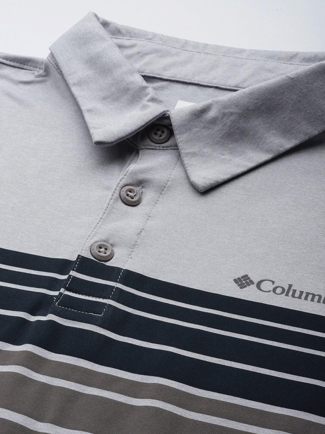 Columbia Men Grey Tech Trail Novelty Polo T-Shirt