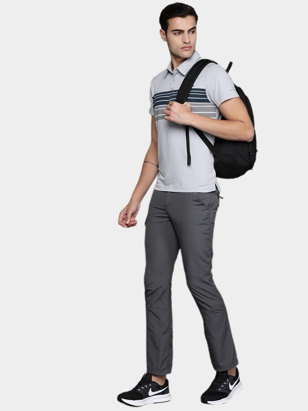 Columbia Men Grey Tech Trail Novelty Polo T-Shirt