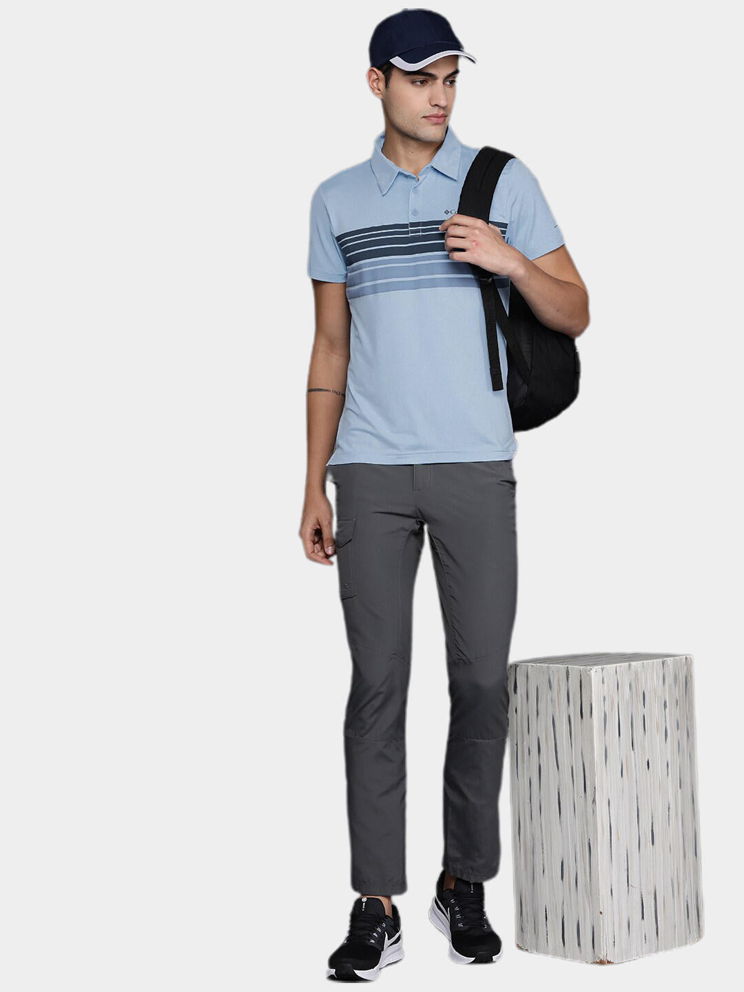 Columbia Men Blue Tech Trail Novelty Polo T-Shirt