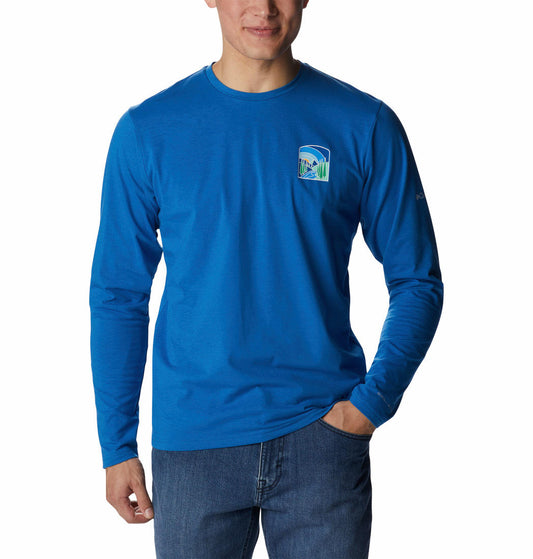 Columbia Men Blue Sun Trek Graphic Long Sleeve T-Shirt