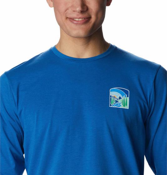 Columbia Men Blue Sun Trek Graphic Long Sleeve T-Shirt