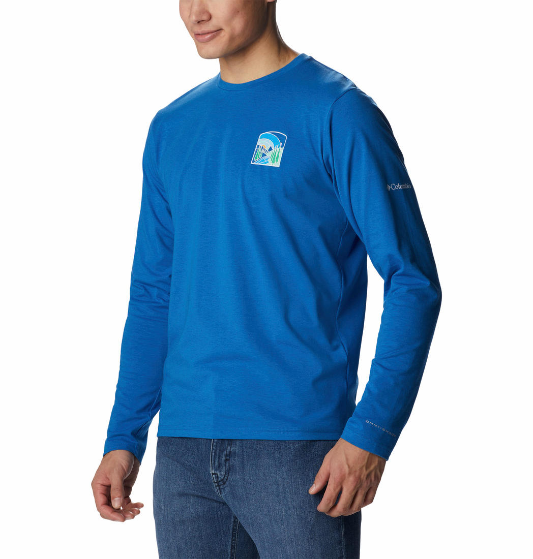 Columbia Men Blue Sun Trek Graphic Long Sleeve T-Shirt