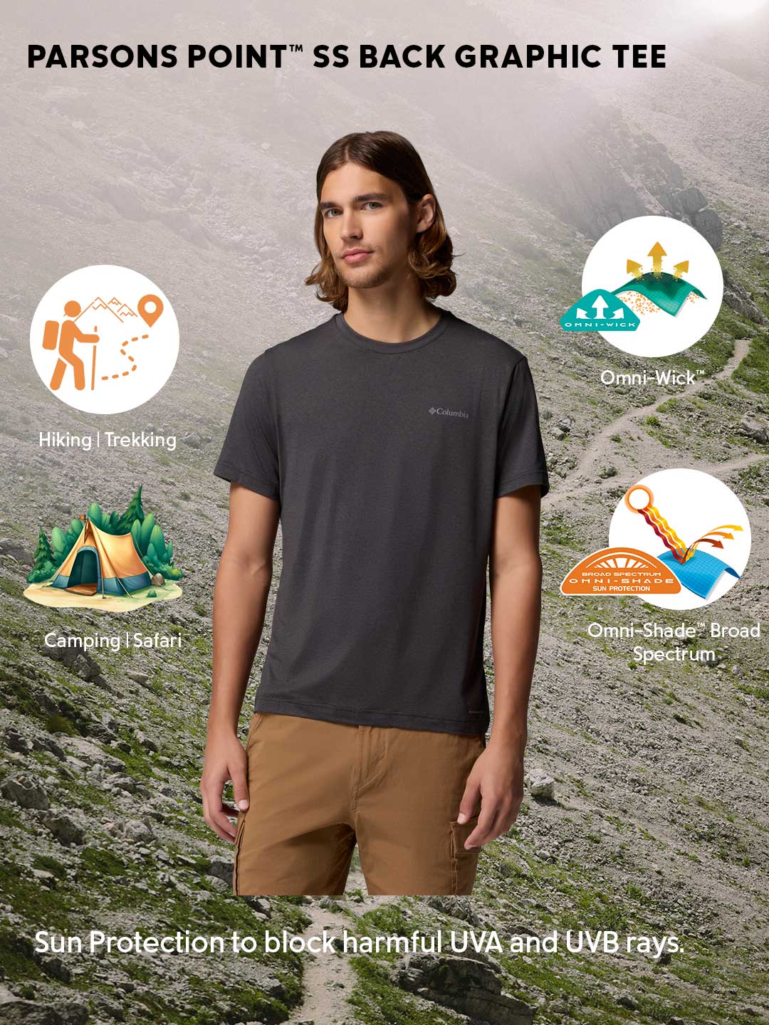 Columbia Men’s Omni-Shade Parsons Point Black T-Shirt