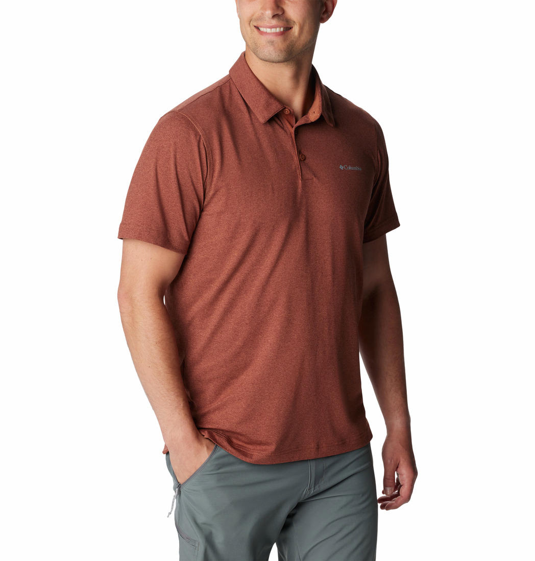 Columbia Men Brown Columbia Men Tech Trail Polo T-Shirt