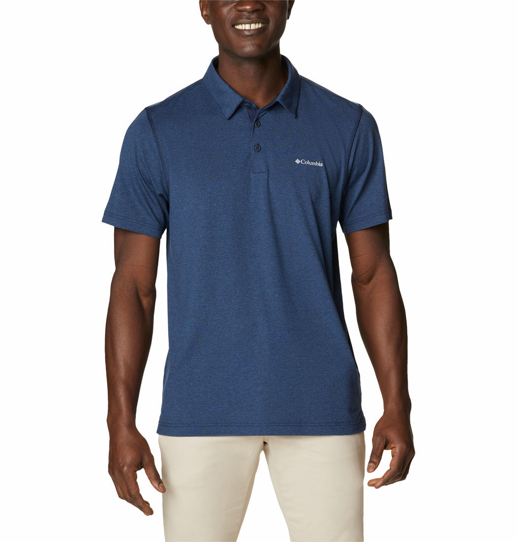 Columbia Men Navy Blue Omni-Wick Tech Trail Polo Tshirt