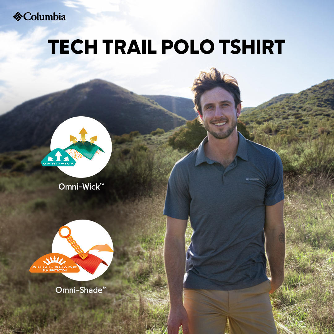 Columbia Men Navy Blue Omni-Wick Tech Trail Polo Tshirt