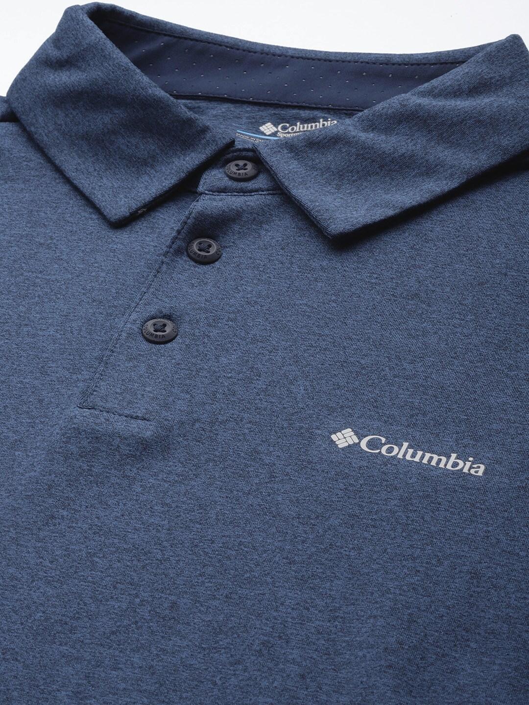 Columbia Men Navy Blue Omni-Wick Tech Trail Polo Tshirt
