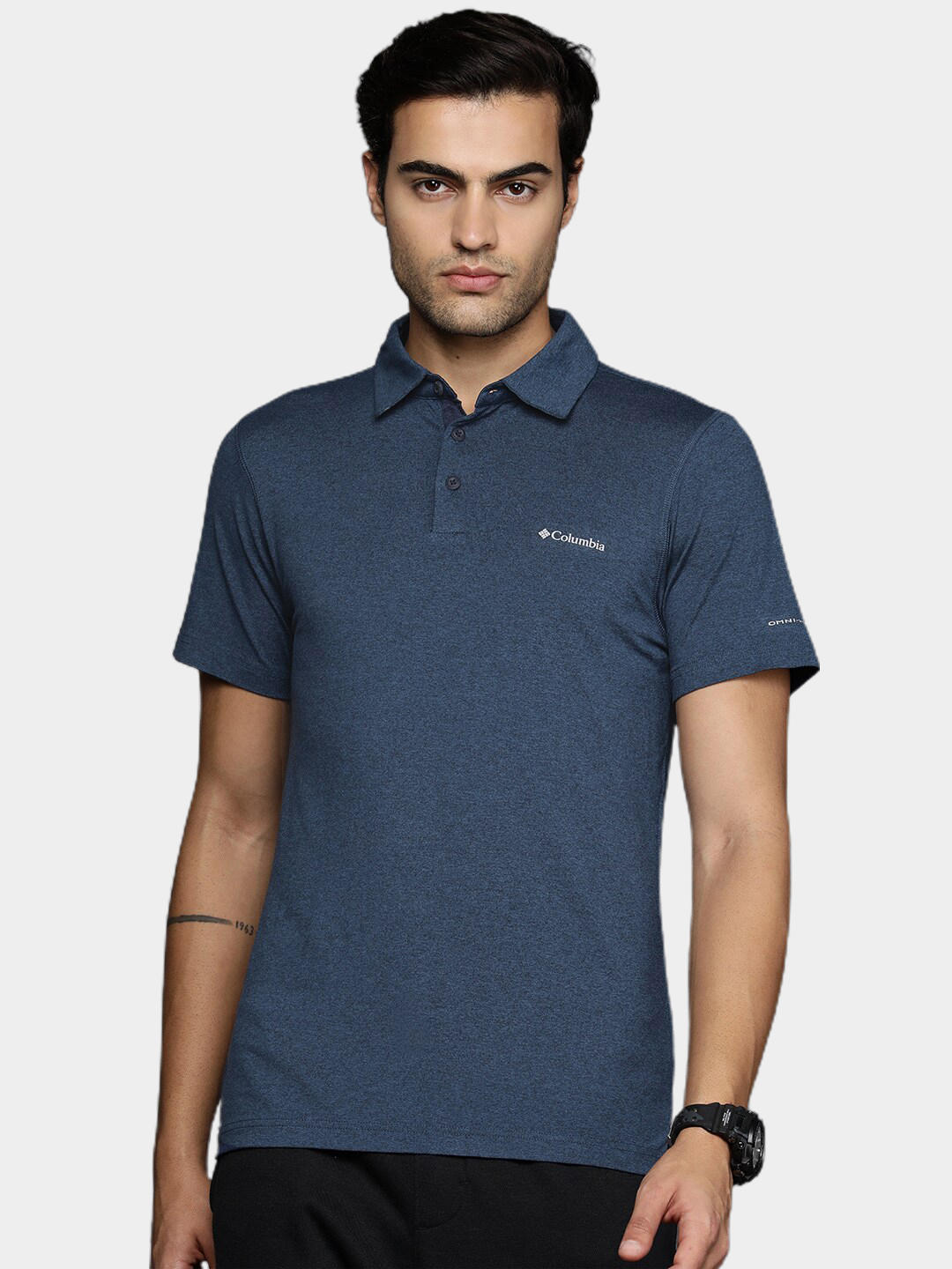 Columbia Men Navy Blue Omni-Wick Tech Trail Polo Tshirt