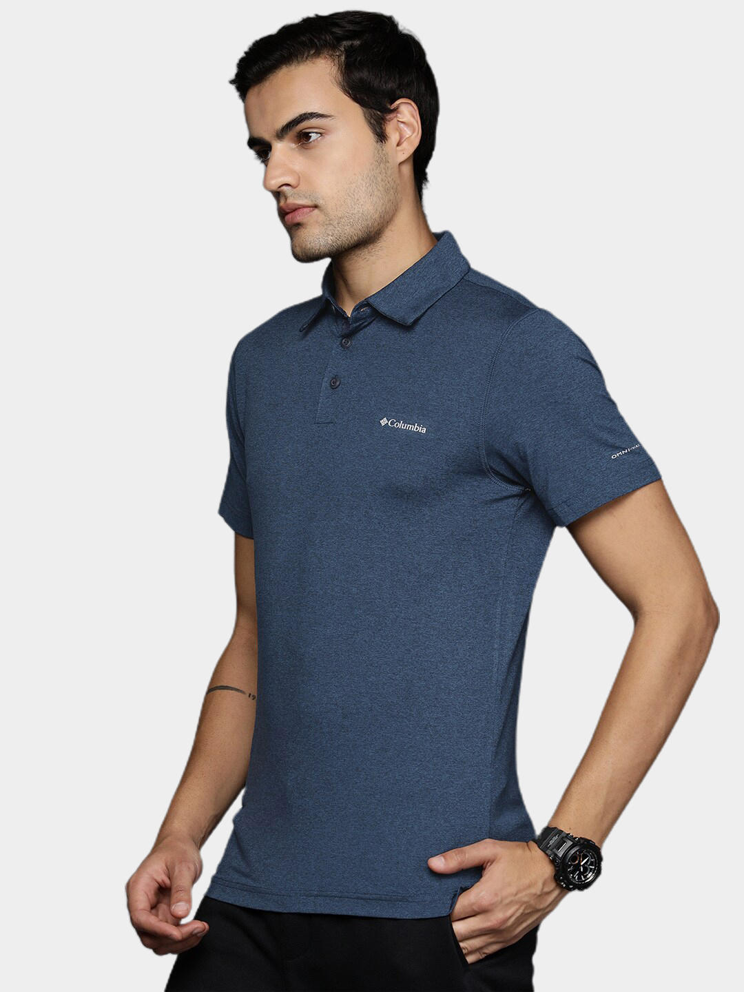 Columbia Men Navy Blue Omni-Wick Tech Trail Polo Tshirt