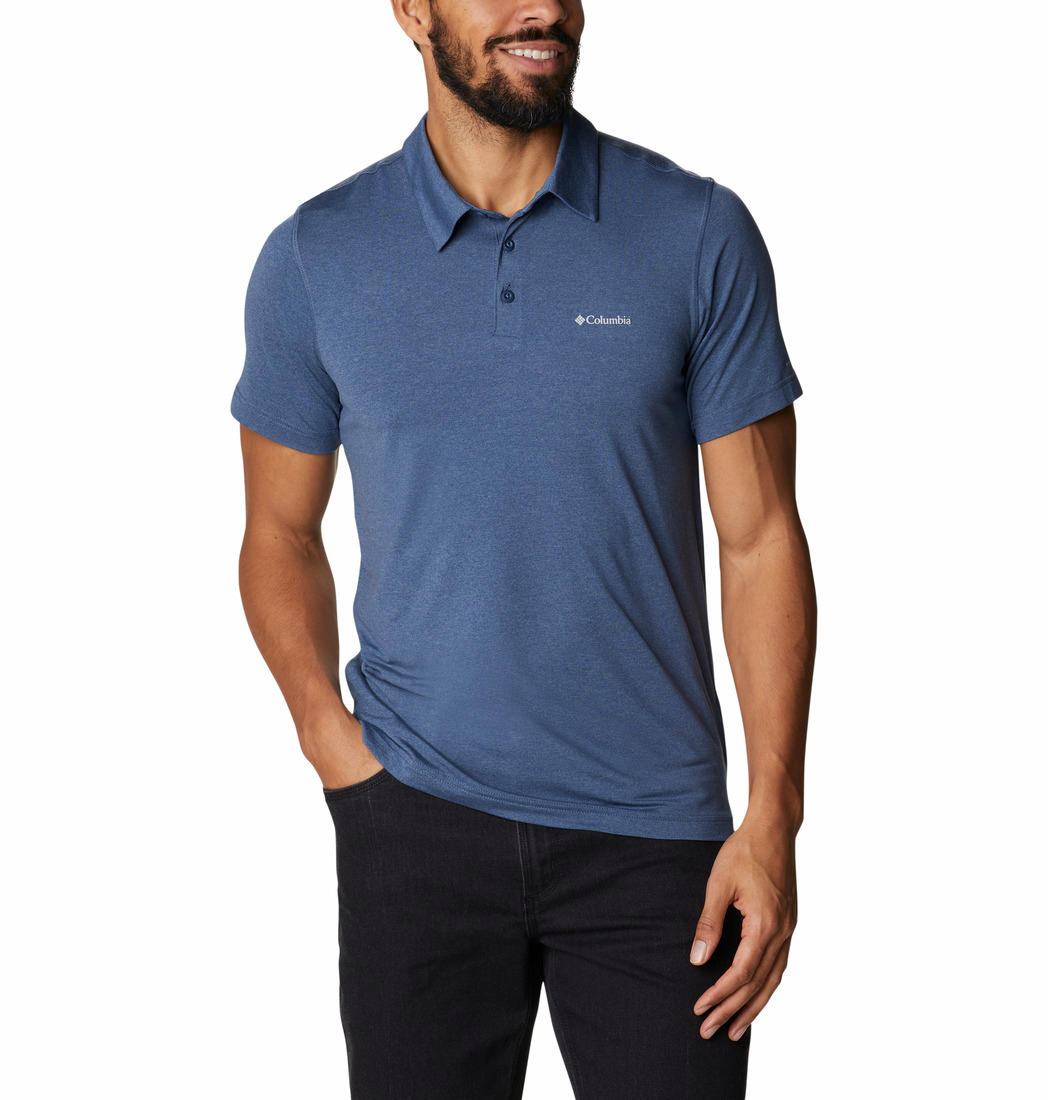 Columbia Men’s Blue Omni-Shade Tech Trail Polo - Sun Protection & Performance