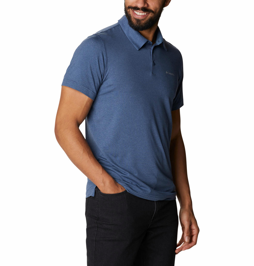 Columbia Men’s Blue Omni-Shade Tech Trail Polo - Sun Protection & Performance