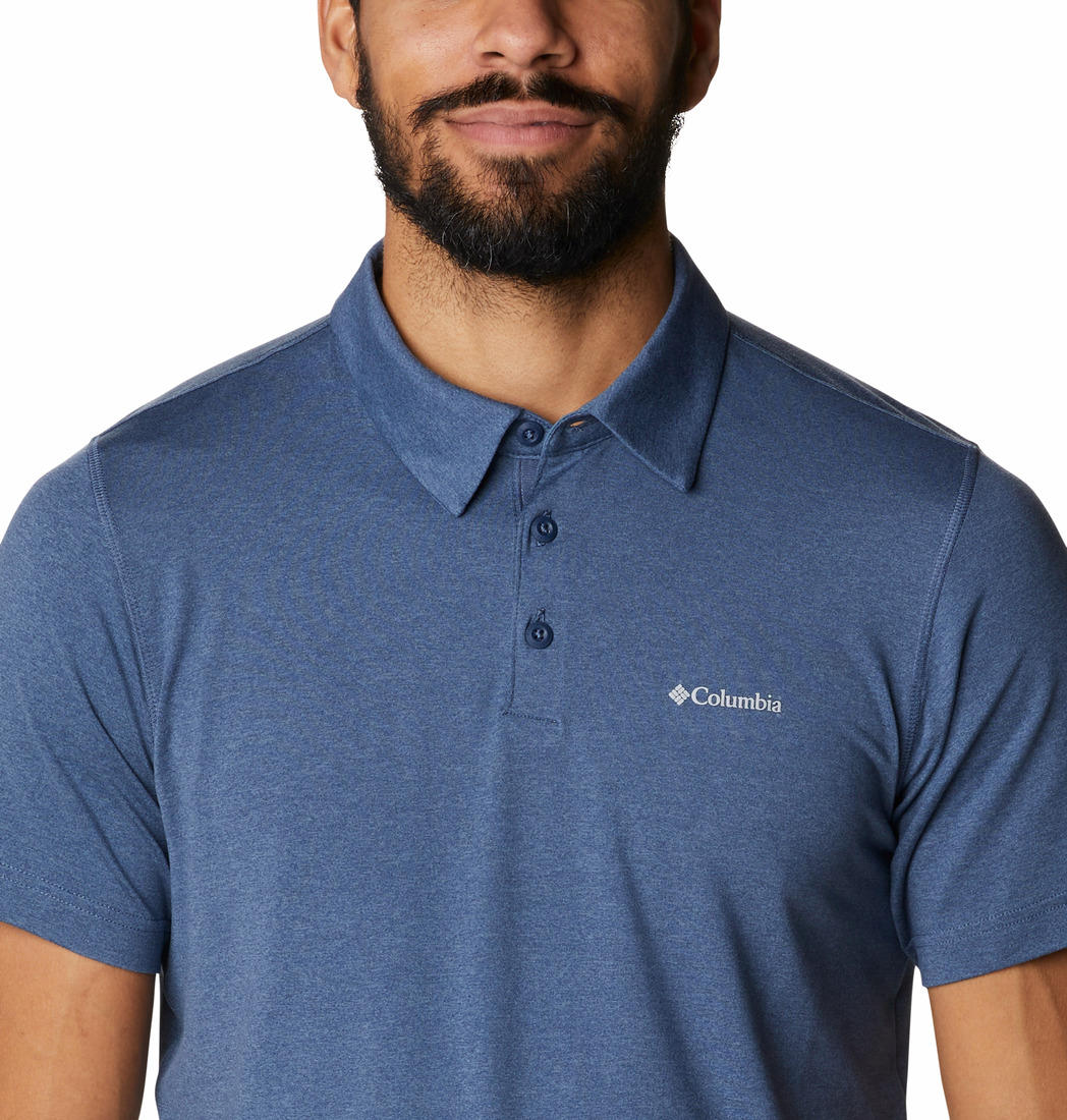 Columbia Men’s Blue Omni-Shade Tech Trail Polo - Sun Protection & Performance
