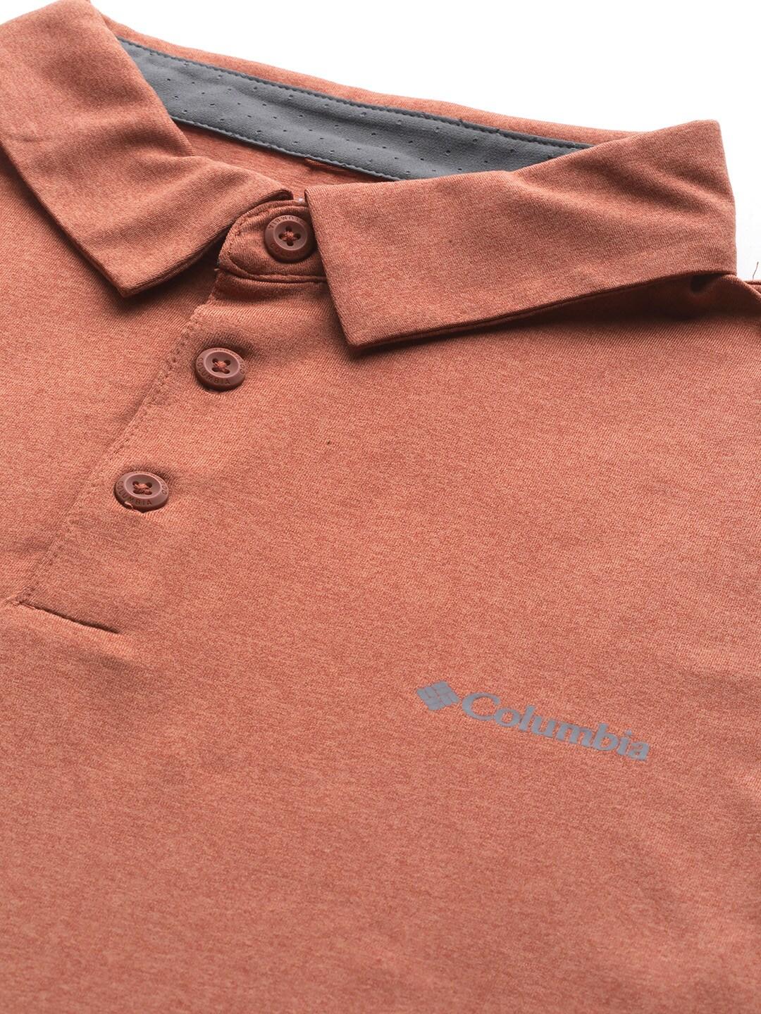 Columbia Men Orange Tech Trail Knit Polo