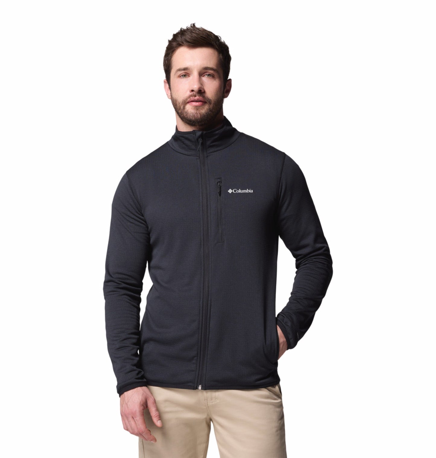 men black omni wick essential hike grid fleece jacket