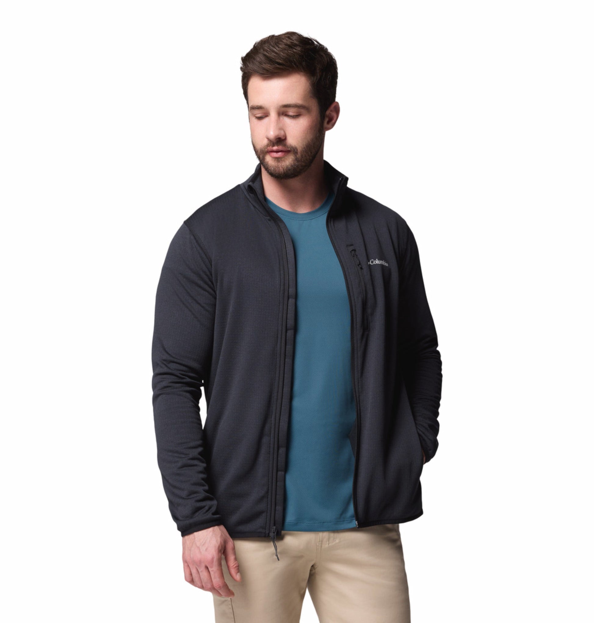 men black omni wick essential hike grid fleece jacket