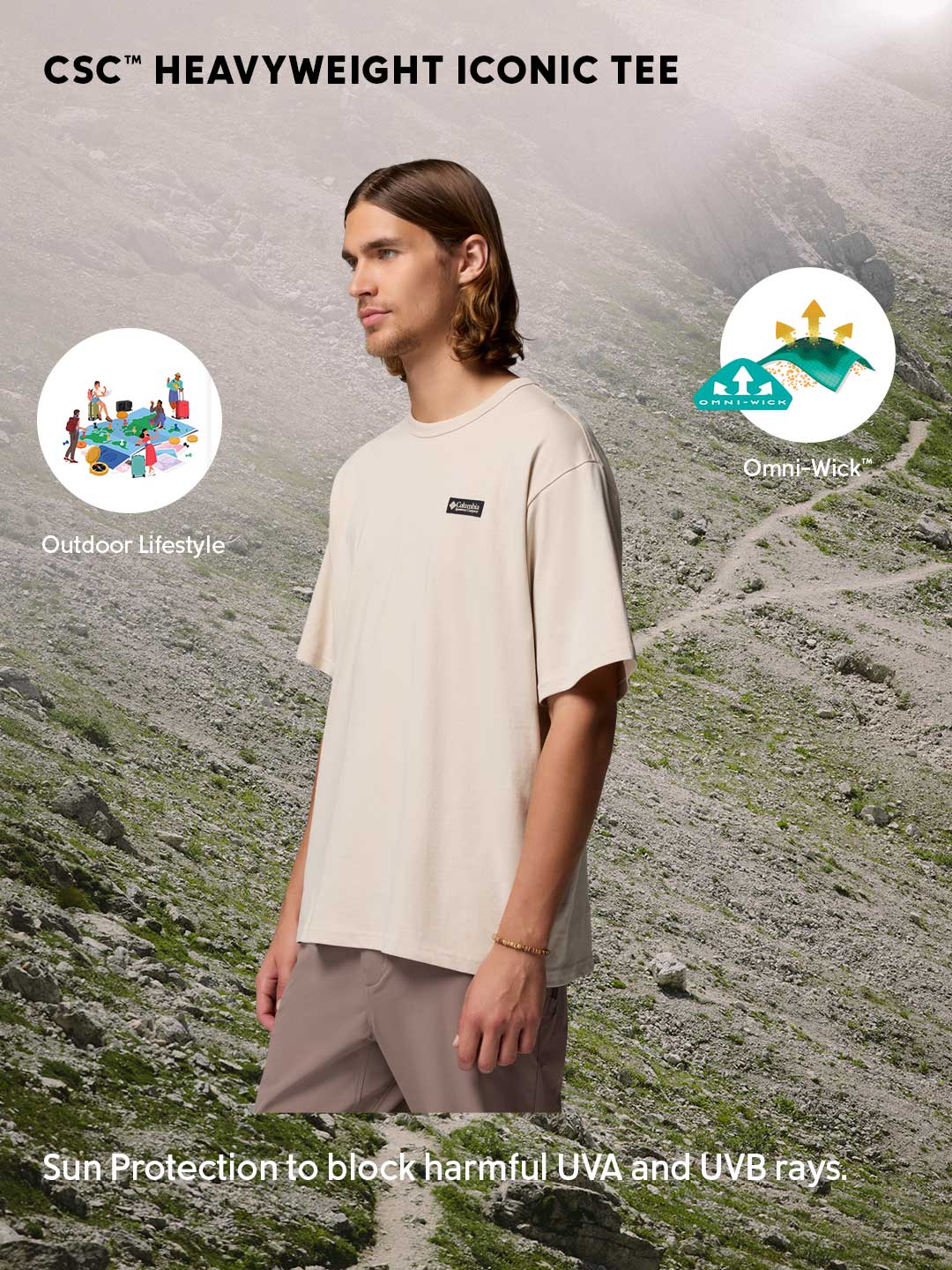Columbia Men’s Beige Omni-Shade CSC Iconic Cotton T-Shirt
