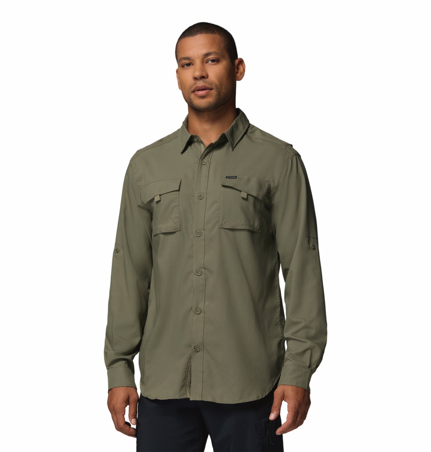 Columbia Men Olive Green Omni-Shade Silver Ridge Utility II Long Sleeve Shirt Outdoor